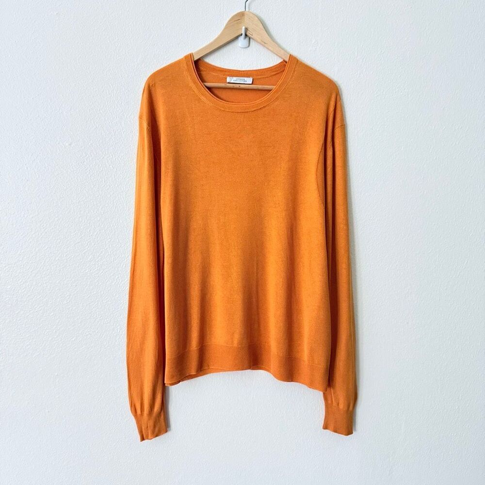 Versace Collection men’s Size 2XL XXL Orange Lightweight Silk Pullover Sweater